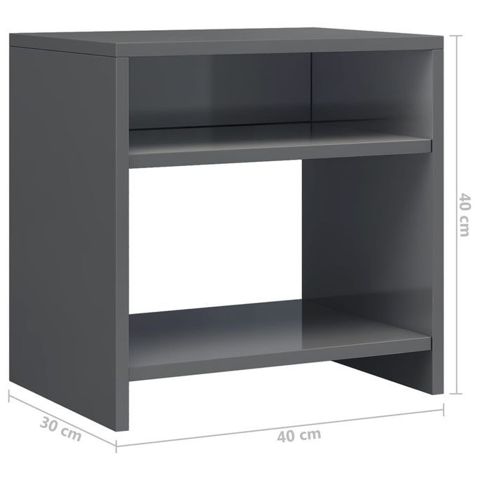 Table de chevet Gris brillant 40 x 30 x 40 cm - Lot de 2 - Photo n°7