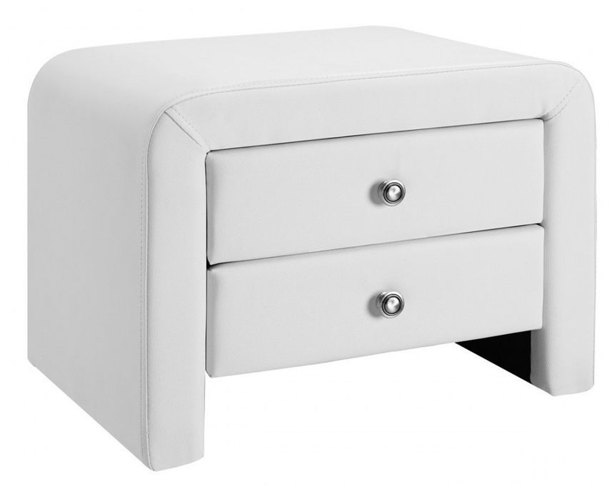 Table de chevet moderne simili blanc Modena - Photo n°1