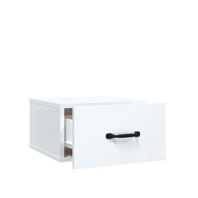 Table de chevet murale Blanc brillant 35x35x20 cm - Photo n°6