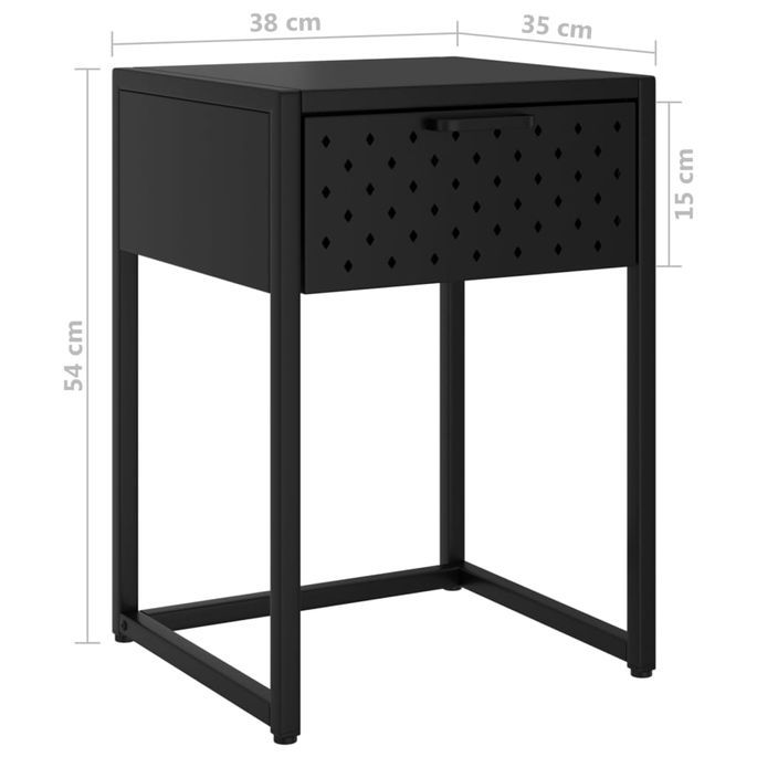 Table de chevet Noir 38x35x54 cm Acier - Photo n°9