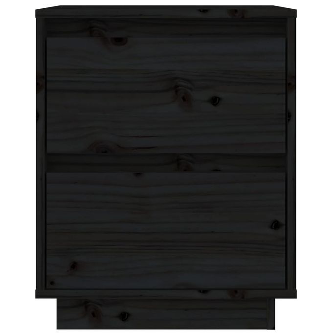 Table de chevet Noir 40x35x50 cm Bois de pin solide - Photo n°5