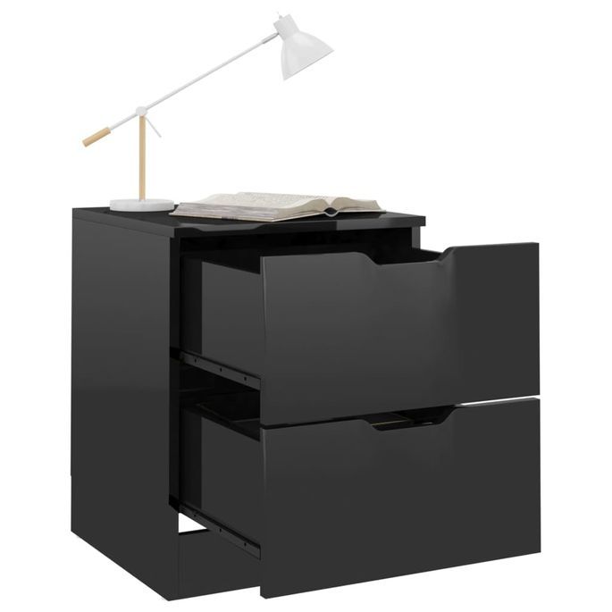 Table de chevet Noir brillant 40x40x50 cm - Photo n°2