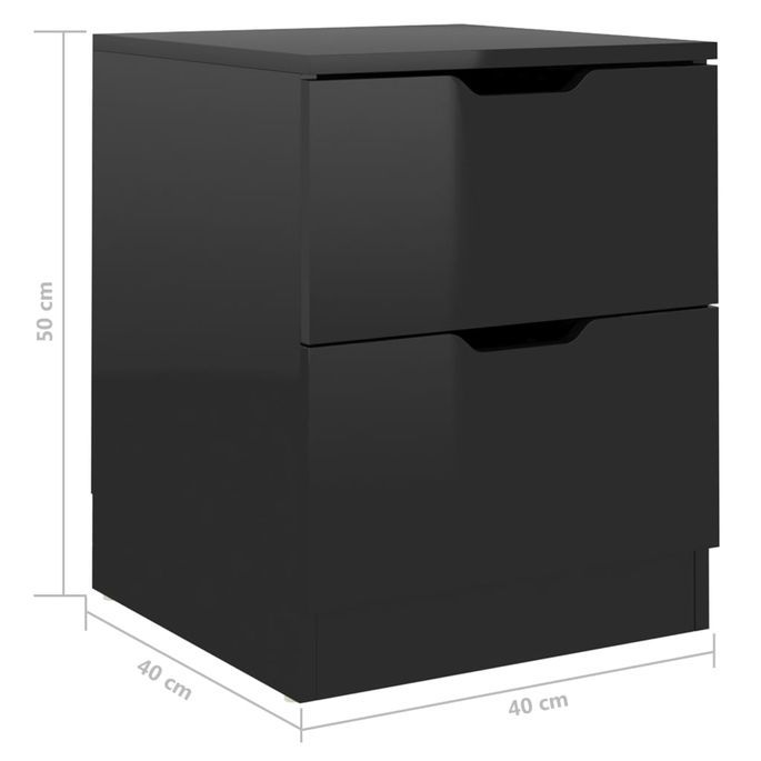 Table de chevet Noir brillant 40x40x50 cm - Photo n°5