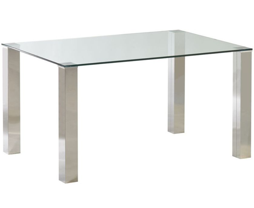Table de cuisine verre et pieds métal chromé Tonnerre L 140 cm - Photo n°1