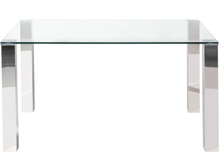 Table de cuisine verre et pieds métal chromé Tonnerre L 140 cm - Photo n°2