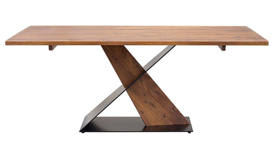 Table de repas rectangulaire en bois de manguier et acier noir Munko 190 cm - Photo n°2