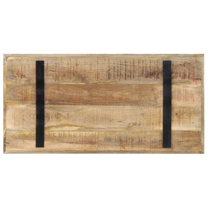 Table de salle à manger 120x60x76 cm Bois de manguier brut - Photo n°4