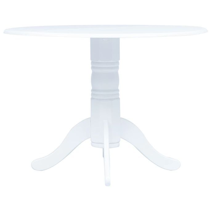 Table de salle à manger Blanc 106 cm Bois d'hévéa massif - Photo n°1