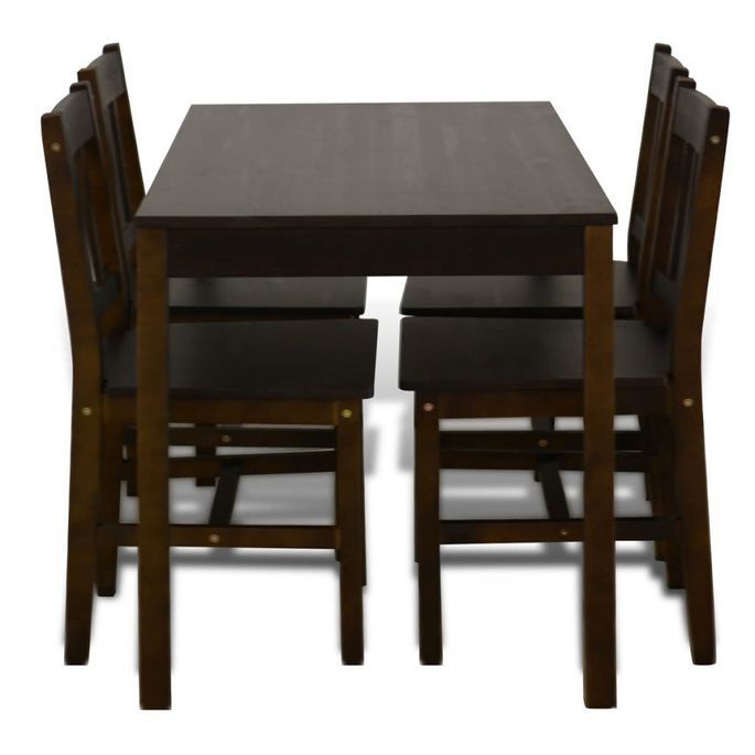 Table de salle à manger et 4 chaises pin massif marron Dina - Photo n°4