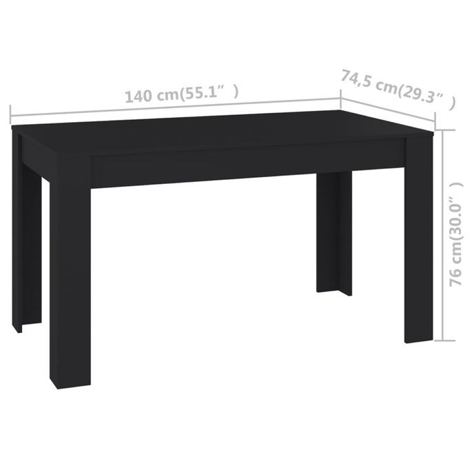 Table de salle à manger Noir 140x74,5x76 cm - Photo n°5