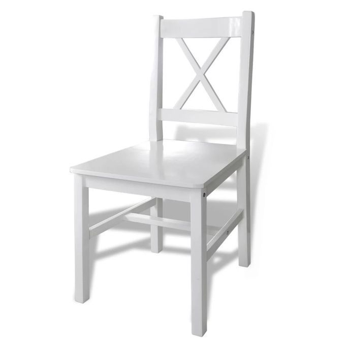 Table de séjour et 4 chaises pin massif laqué blanc Dina - Photo n°2