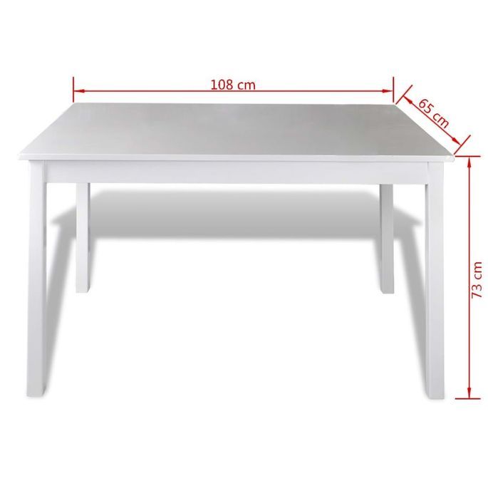 Table de séjour et 4 chaises pin massif laqué blanc Dina - Photo n°4