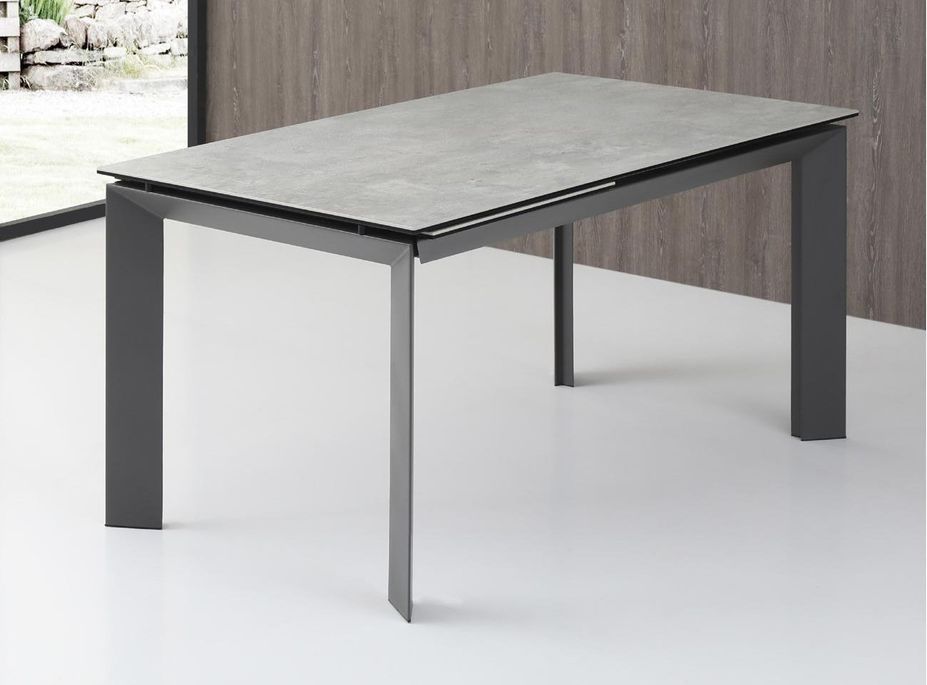 Table extensible 4 à 10 personnes céramique grise et pieds métal Olan L 160 à 220 cm - Photo n°2