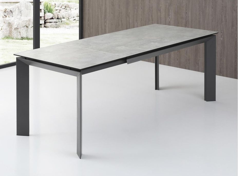 Table extensible 4 à 10 personnes céramique grise et pieds métal Olan L 160 à 220 cm - Photo n°3