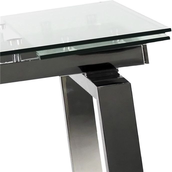 Table extensible 4 à 10 places L 140 à 200 cm verre et pieds métal chromé Prime - Photo n°4
