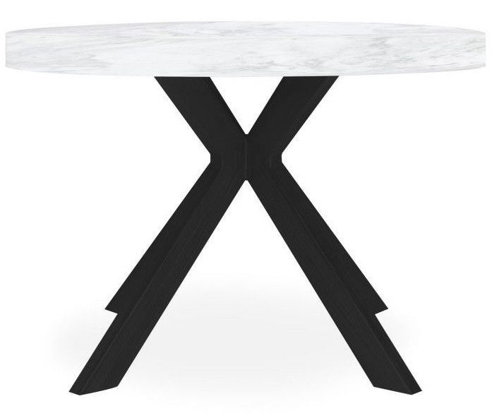 Table extensible 4 à 12 personnes bois blanc et pieds métal noir L 110 à 260 cm Marine - Photo n°2