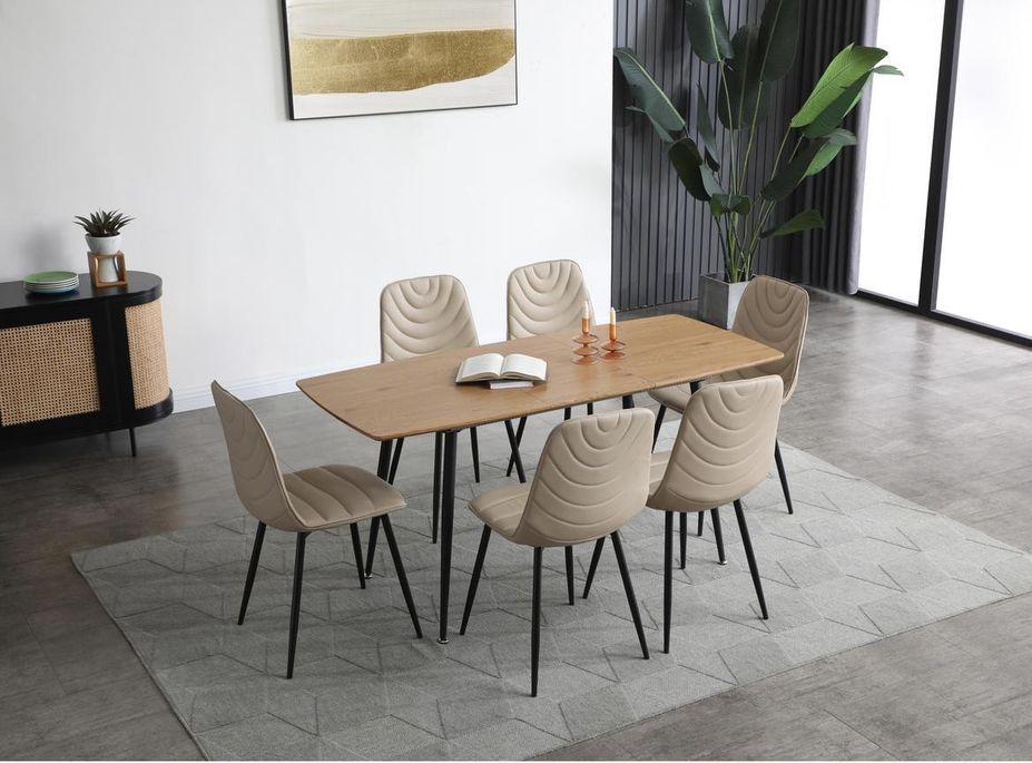 Table extensible 4 à 6 personnes bois clair et pieds métal noir 120 à 160 cm Norde - Photo n°6