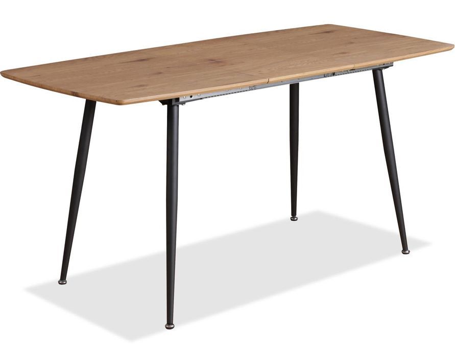 Table extensible 4 à 6 personnes bois clair et pieds métal noir 120 à 160 cm Norde - Photo n°8