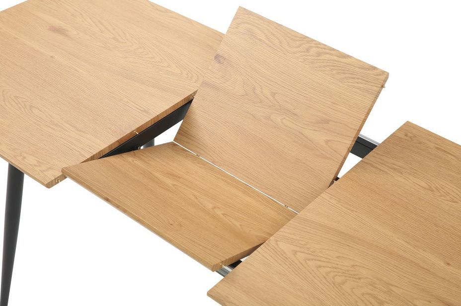 Table extensible 4 à 6 personnes bois clair et pieds métal noir 120 à 160 cm Norde - Photo n°9