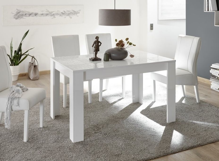 Table extensible 4 à 6 personnes L 137 à 185 cm laqué blanc brillant Zebre - Photo n°1