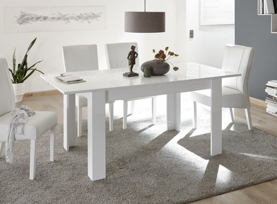 Table extensible 4 à 6 personnes L 137 à 185 cm laqué blanc brillant Zebre - Photo n°2