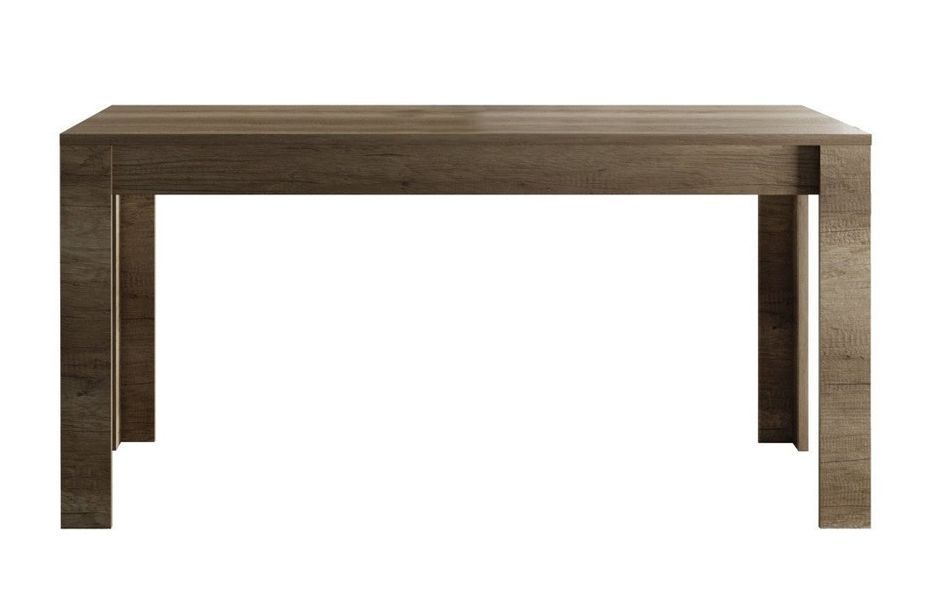 Table extensible 4 à 6 personnes L 137 à 185 cm mélaminé chêne foncé Saxo - Photo n°1