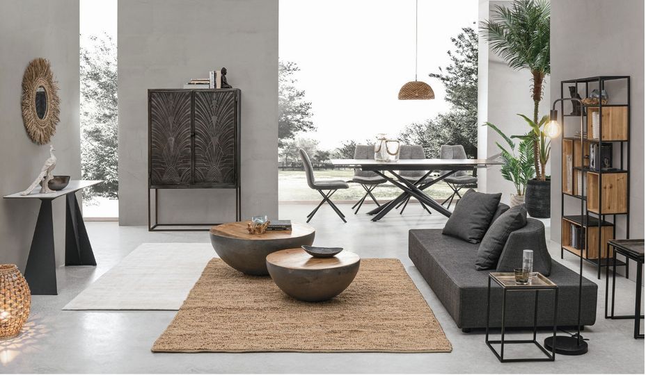 Table extensible 6 à 10 places céramique marron et acier noir Seray 160/220 cm - Photo n°7