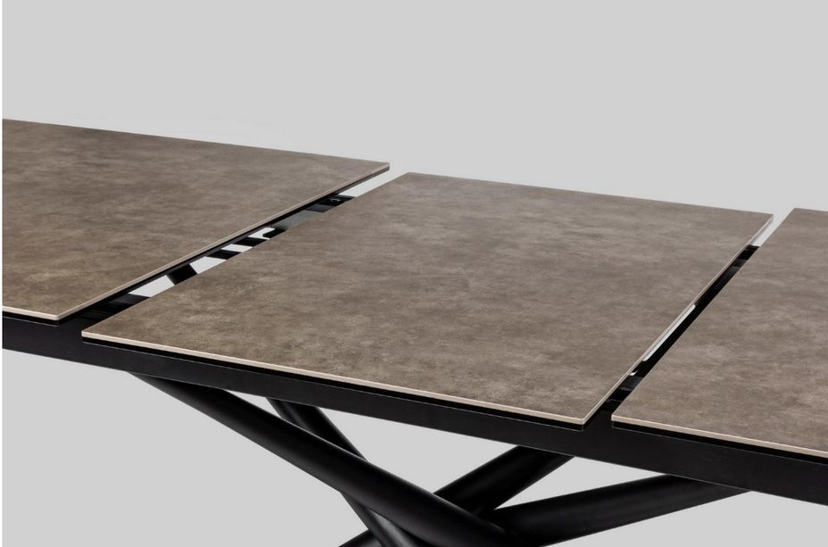 Table extensible 6 à 10 places céramique marron et acier noir Seray 160/220 cm - Photo n°9