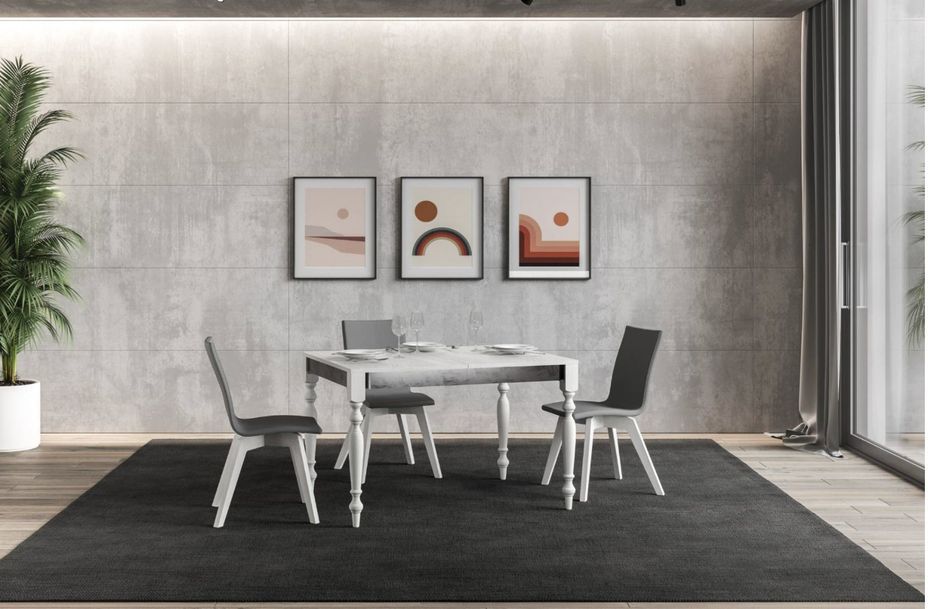 Table extensible 6 à 10 places L 120 à 224 cm bois blanc Romencia - Photo n°2