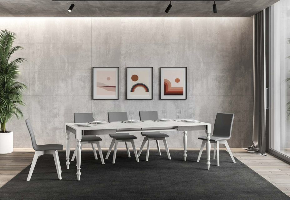 Table extensible 6 à 10 places L 120 à 224 cm bois blanc Romencia - Photo n°3