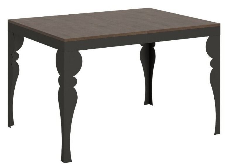 Table extensible 6 à 10 places L 120 à 224 cm marron et pieds gris foncé Patone - Photo n°1