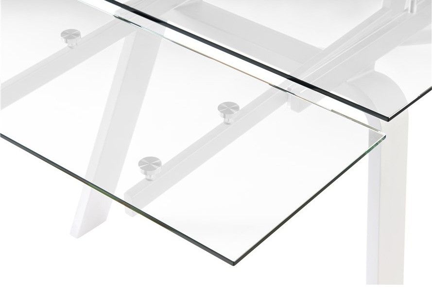Table extensible 6 à 10 places L 160 à 240 cm verre et pieds métal blanc Mono - Photo n°4