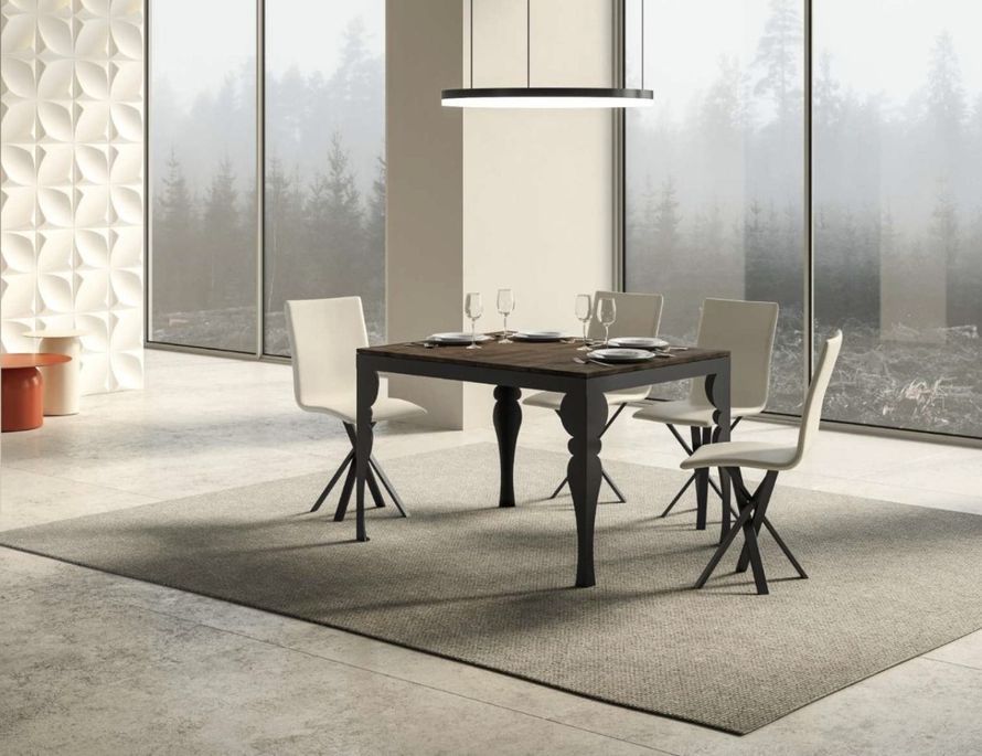 Table extensible 6 à 16 places L 120 à 380 cm marron et pieds gris foncé Patone - Photo n°4