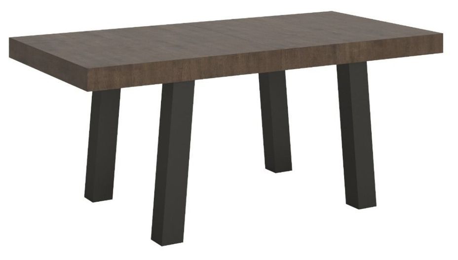 Table extensible 6 à 20 places L 160 à 420 cm bois foncé et pieds métal anthracite Bidy - Photo n°1