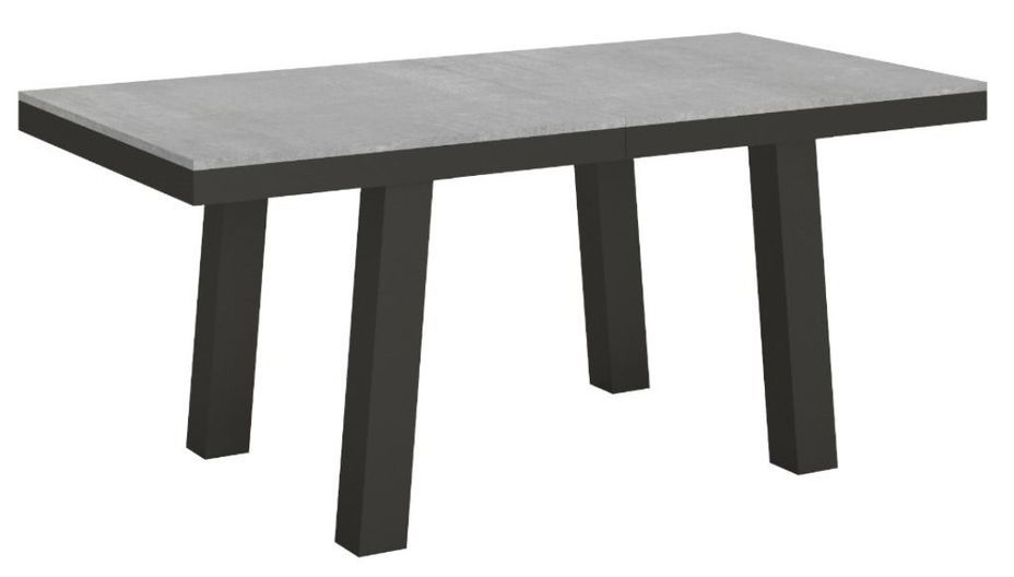 Table extensible 6 à 20 places L 160 à 420 cm gris béton et cadre métal anthracite Bidy - Photo n°1