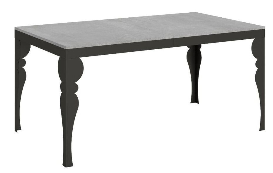 Table extensible 6 à 20 places L 160 à 420 cm gris ciment et pieds gris foncé Patone - Photo n°1