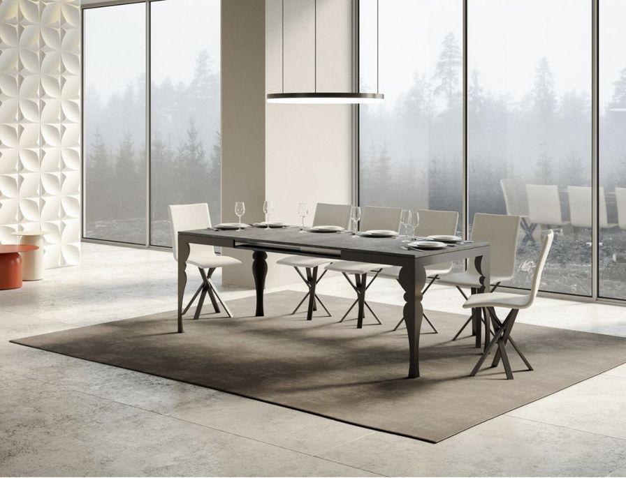 Table extensible 6 à 20 places L 160 à 420 cm gris ciment et pieds gris foncé Patone - Photo n°3