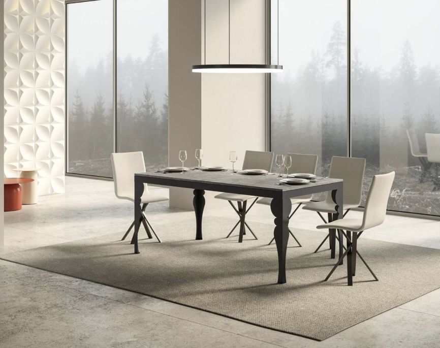 Table extensible 6 à 20 places L 160 à 420 cm gris ciment et pieds gris foncé Patone - Photo n°4