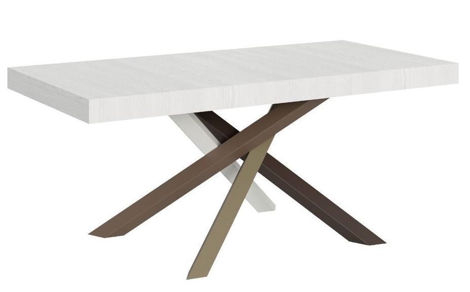 Table extensible 8 à 12 personnes blanc laqué et pieds entrelacés 4 couleurs L 180 à 284 cm Artemis - Photo n°1
