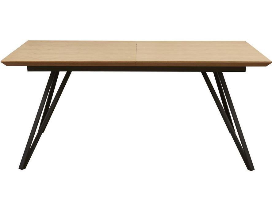 Table extensible 8 à 12 personnes bois massif clair et pieds métal noir 180 à 240 cm Moritz - Photo n°1