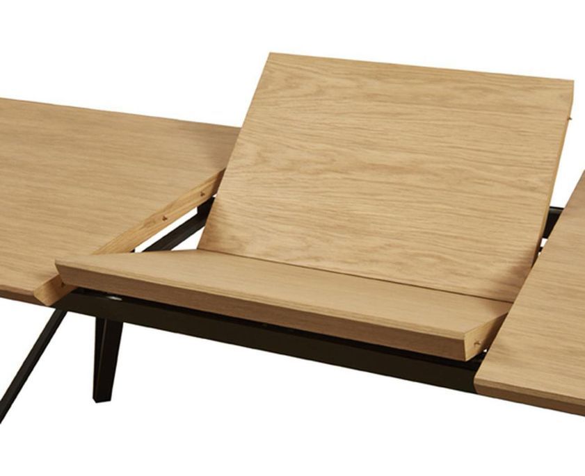 Table extensible 8 à 12 personnes bois massif clair et pieds métal noir 180 à 240 cm Moritz - Photo n°7