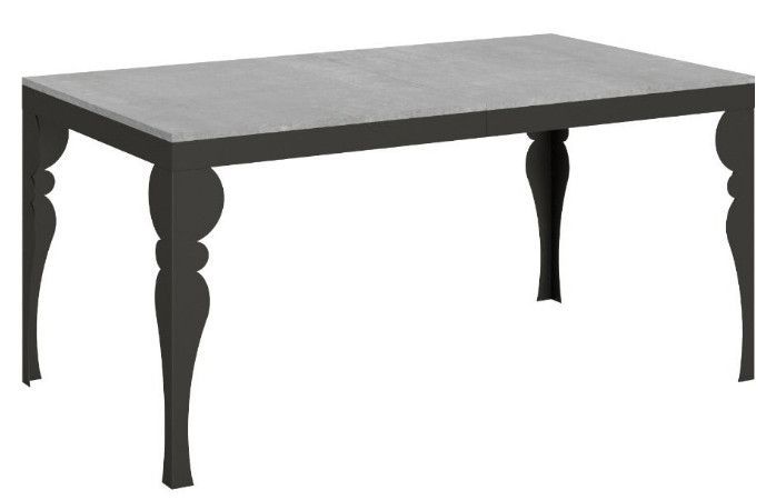 Table extensible 8 à 20 personnes gris béton et pieds métal anthracite L 180 à 440 cm Torza - Photo n°1