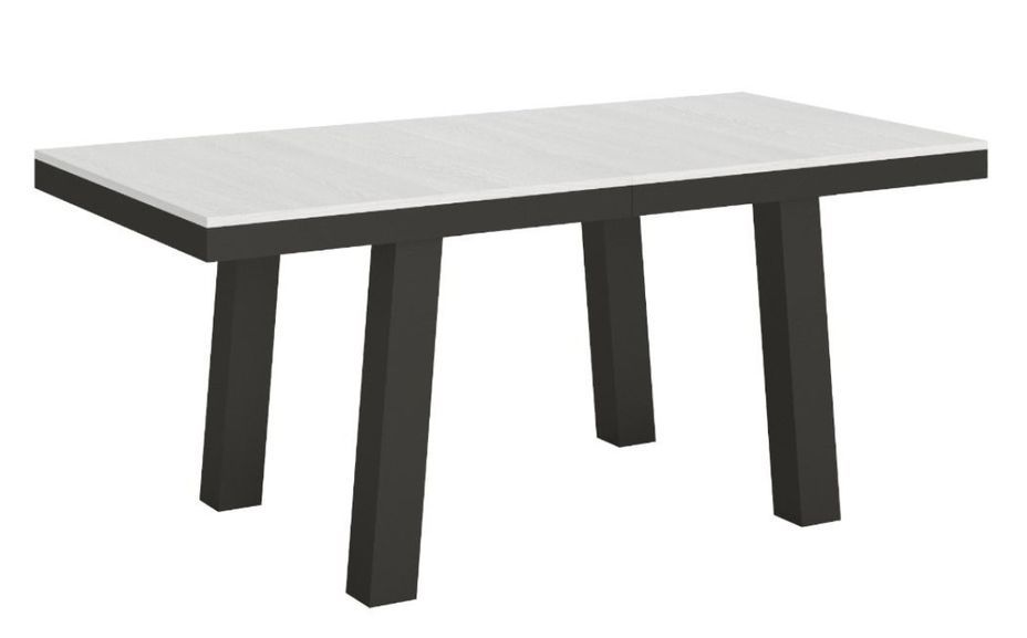 Table extensible 8 à 20 places L 180 à 440 cm blanc et cadre métal anthracite Bidy - Photo n°1