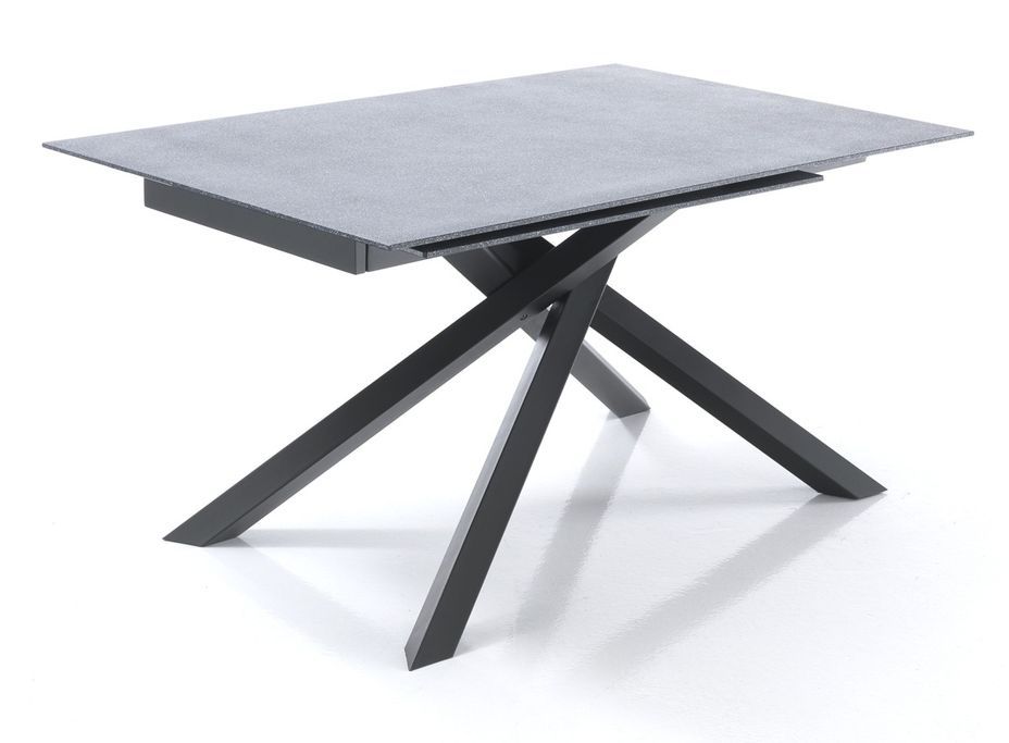 Table extensible acier et verre trempé effet roche Kely 140/230 cm - Photo n°1