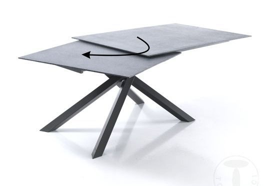 Table extensible acier et verre trempé effet roche Kely 140/230 cm - Photo n°3