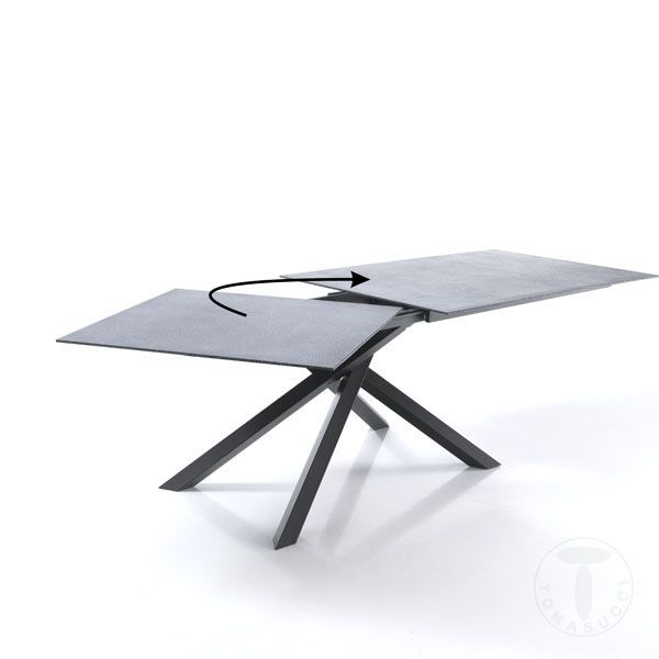 Table extensible acier et verre trempé effet roche Kely 140/230 cm - Photo n°4
