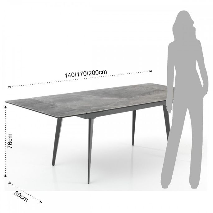 Table extensible acier et verre trempé Mamadi L 140/170/200 cm - Photo n°5