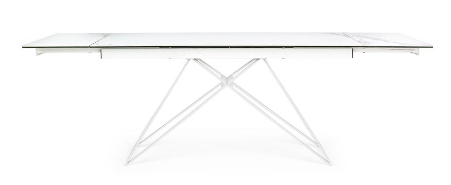 Table extensible blanche 6 à 12 places en céramique et acier Kazar 160/240 cm - Photo n°4