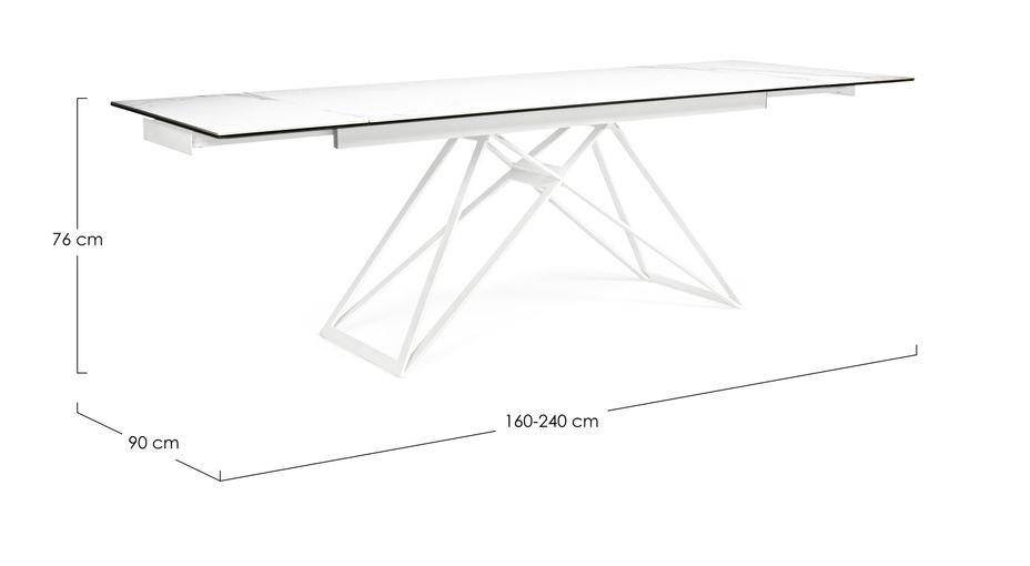 Table extensible blanche 6 à 12 places en céramique et acier Kazar 160/240 cm - Photo n°5