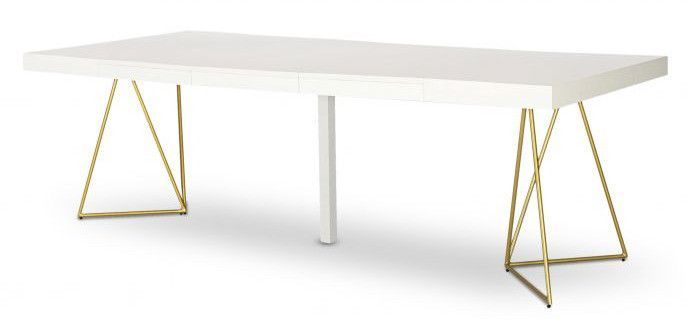 Table extensible bois blanc et pieds métal doré Neui 90/240 cm - Photo n°3